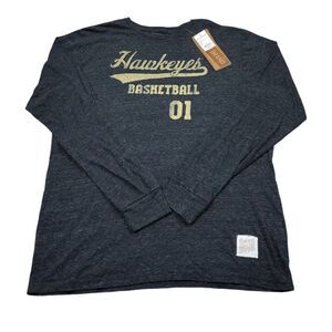 Iowa Hawkeyes Basketball Retro Brand College Long Sleeve Shirt Black Size Large